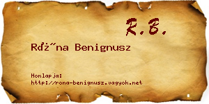 Róna Benignusz névjegykártya